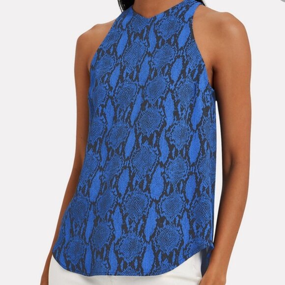 A.L.C. Blue Anise Snakeskin-print Python Tank Top  Size: 4 - Picture 1 of 11